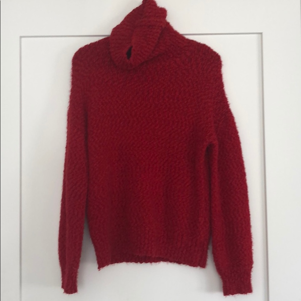Red turtle neck sweater